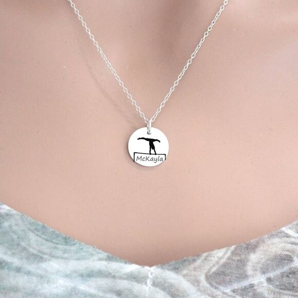 Sterling Silver Customizable Name Gymnast High Bar Necklace - Picture 3 of 5